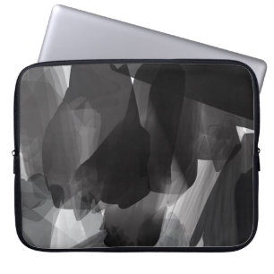 Housse Pour Ordinateur Portable Noir brossé et blanc Peint Abstrait fond
