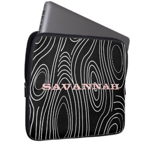 Housse Pour Ordinateur Portable Noir ou n'importe quelle couleur Bois Graisse dess