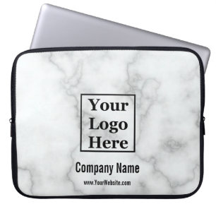 Housse Pour Ordinateur Portable Nom commercial Faux Marbre blanc Votre logo ici