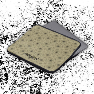 Housse Pour Ordinateur Portable Nom du monogramme motif noir et beige