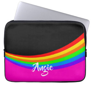 Housse Pour Ordinateur Portable Nom personnalisé à motif arc-en-ciel