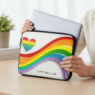 Housse Pour Ordinateur Portable Nom personnalisé arc-en-ciel de fierté LGBT modern