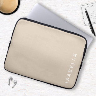 Housse Pour Ordinateur Portable Nom personnalisé beige minimaliste moderne