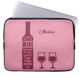 Housse Pour Ordinateur Portable Nom personnalisé Citation de vin drôle