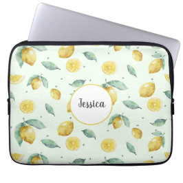 Housse Pour Ordinateur Portable Nom personnalisé des citrons aquarelle