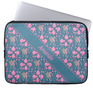 Housse Pour Ordinateur Portable Nom personnalisé du cheval de mer papillon