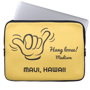 Housse Pour Ordinateur Portable Nom personnalisé, emplacement et couleur Shaka