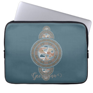 Housse Pour Ordinateur Portable Nom personnalisé Gold Turquoise Abstrait Ornamenta