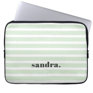 Housse Pour Ordinateur Portable Nom personnalisé gras rayures vert clair Personnal