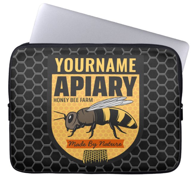 Housse Pour Ordinateur Portable NOM PERSONNALISÉ Honey Bee Apiary Beehives Farm (Devant)