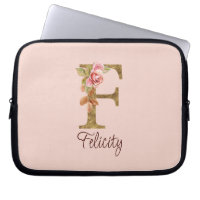 Nom Personnalisé Lettre F Gold Foil Blush Roses Ro