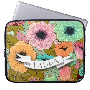 Housse Pour Ordinateur Portable Nom personnalisé Make Up Designer peint Floral