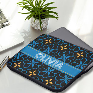 Housse Pour Ordinateur Portable Nom personnalisé Monogramme Méditerranée Portable