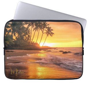 Housse Pour Ordinateur Portable Nom personnalisé Tropical Beach Sunset