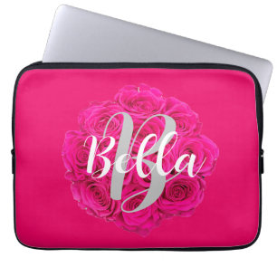 Housse Pour Ordinateur Portable Nom rose personnalisé