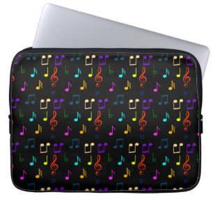 Housse Pour Ordinateur Portable Notes de musique colorées Musicien Note de musique