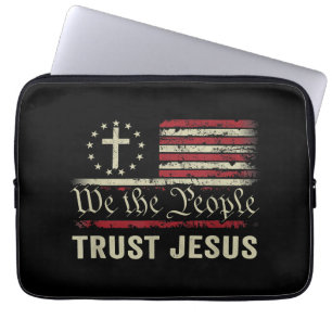 Housse Pour Ordinateur Portable Nous Le Peuple Confiance Jésus - USA Drapeau Chris