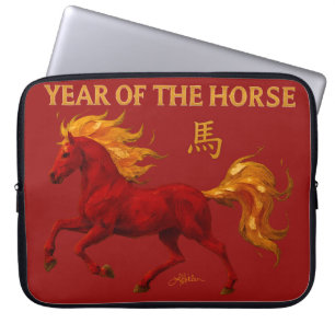 Housse Pour Ordinateur Portable Nouvel An Chinois du zodiaque 2026 Cheval de Feu Y