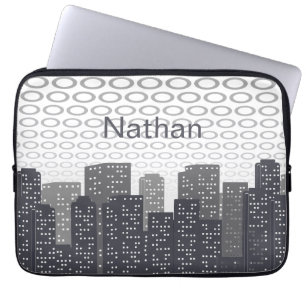 Housse Pour Ordinateur Portable Nuances de gris de paysage urbain personnalisé