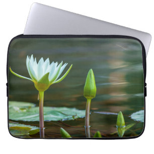 Housse Pour Ordinateur Portable Nymphéa blanc et bourgeon