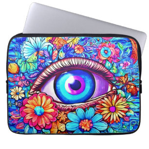Housse Pour Ordinateur Portable Oeil floral hypnotique