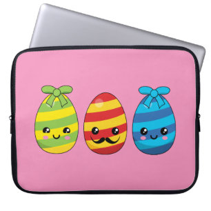 Housse Pour Ordinateur Portable Oeufs de Pâques de Kawaii avec des rubans