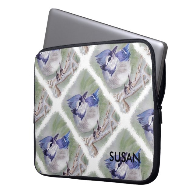 HOUSSE POUR ORDINATEUR PORTABLE OISEAU BLEU DU PARADIS (devant gauche)