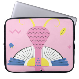 Housse Pour Ordinateur Portable Oiseau tropical Abstrait : Vintage lumineux.