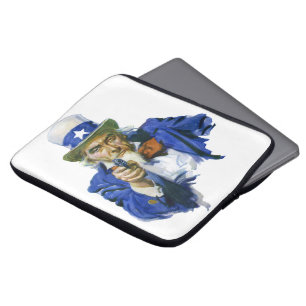 Housse Pour Ordinateur Portable Oncle Sam patriotique vintage avec chapeau à étoil