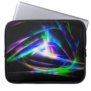Housse Pour Ordinateur Portable ondes lumineuses Abstraites et fond noir abstrait
