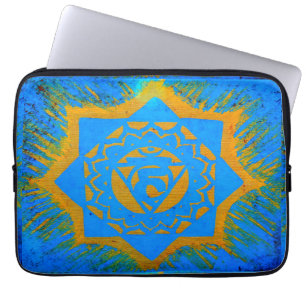 Housse Pour Ordinateur Portable or sur symbole tantrique bleu