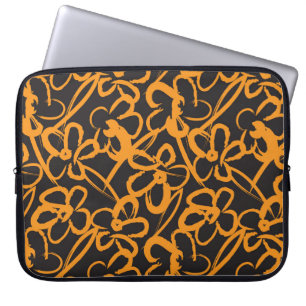 Housse Pour Ordinateur Portable Orange Floral brosse un fond motif sans soudure