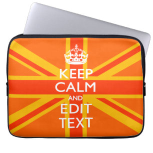Housse Pour Ordinateur Portable Orange Vibrant Gardez Le Calme Votre Texte Union J