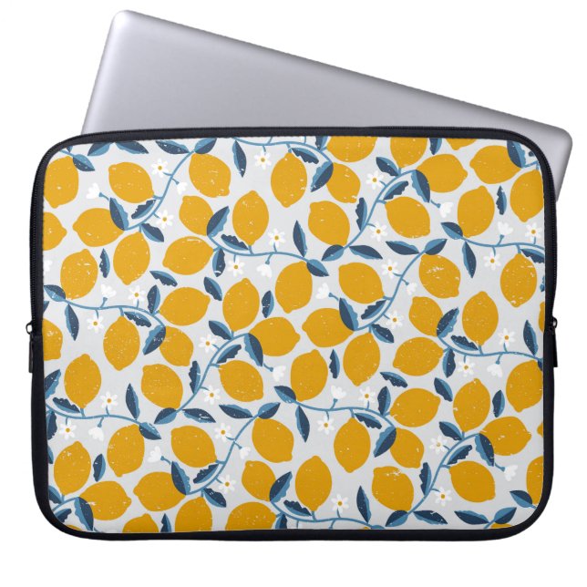 Housse Pour Ordinateur Portable Oranges, mandarines : motif floral vintage. (Devant)