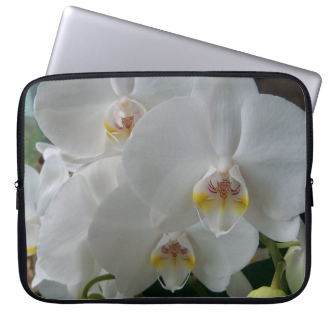 Housse Pour Ordinateur Portable Orchidées de papillon blanc sur une manche d'ordin (Devant)