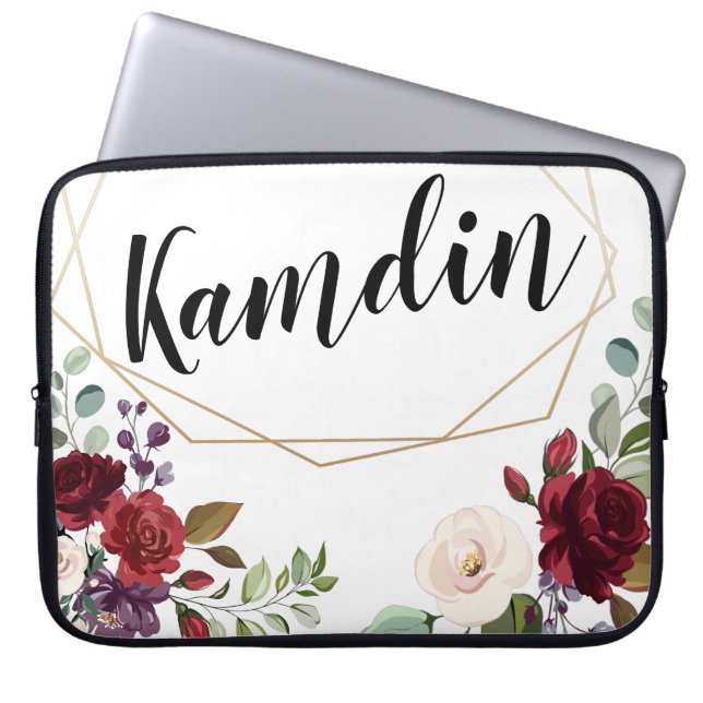 Housse Pour Ordinateur Portable Ordinateur portable personnalisé Coque blanc Roses (Devant)