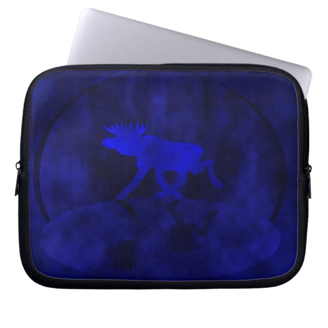 Housse Pour Ordinateur Portable Orignaux bleus de minuit (Devant)