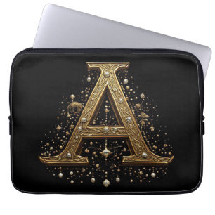 Housse Pour Ordinateur Portable Orné Lettre A Or En Luxe Monogramme Vintage