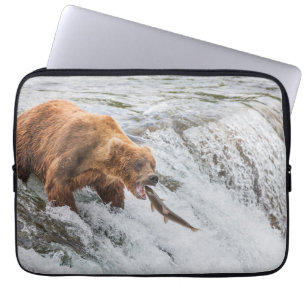 Housse Pour Ordinateur Portable Ours brun attrape un saumon rouge