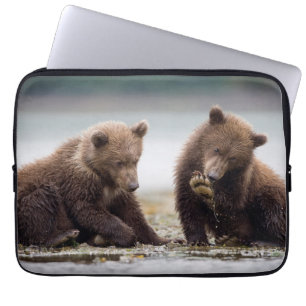 Housse Pour Ordinateur Portable Ours bruns oursons au bord du ruisseau