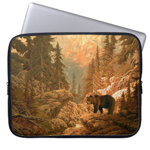 Housse Pour Ordinateur Portable Ours dans les montagnes Rocheuses, brun, animal, g