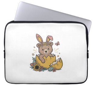 Housse Pour Ordinateur Portable Ours de Pâques mignon dans un œuf cassé Vecteur vi