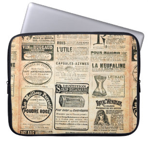 Housse Pour Ordinateur Portable Page de journal avec publicité - Vintage engrave