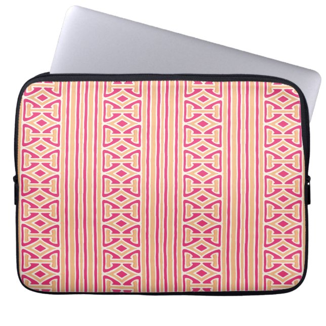 Housse Pour Ordinateur Portable Painterly Trellis Stripe in Pink and Orange (Devant)
