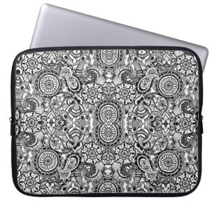 Housse Pour Ordinateur Portable Paisley floral noir