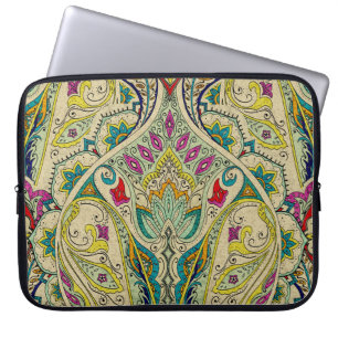 Housse Pour Ordinateur Portable Paisley motif de l'Inde, frontière bohème.