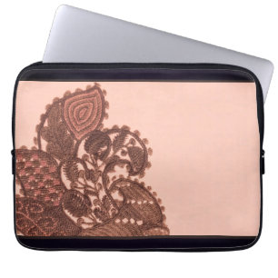 Housse Pour Ordinateur Portable Paisley rose et or