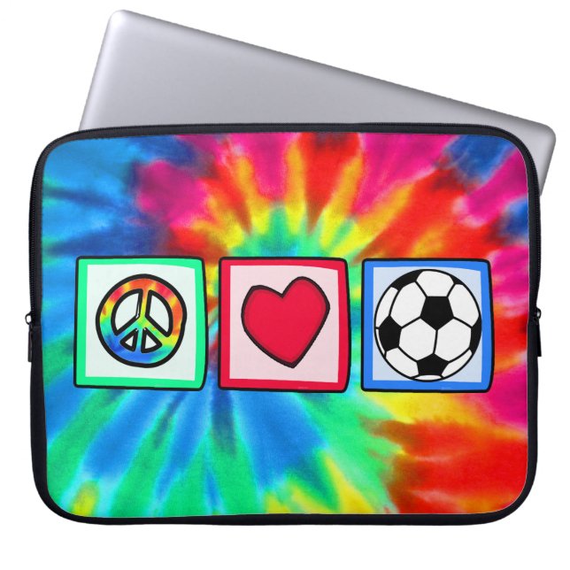 Housse Pour Ordinateur Portable Paix, amour, le football (Devant)