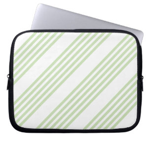 Housse Pour Ordinateur Portable Pale vert et blanc cinq bandes motif