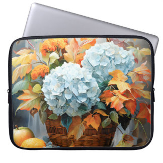 Housse Pour Ordinateur Portable Panier floral automnal à l'aquarelle rustique
